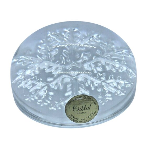 Genuine Lead Crystal Echt Bleikristall 24% PBO Snowflake Bubble Dome Paperweight - Picture 4 of 5